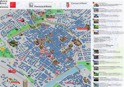 Mappa di Rimini con evidenziate location per matrimoni