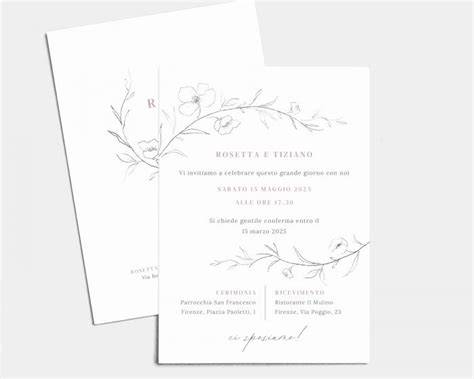 Illustrazione di partecipazioni di matrimonio eleganti con dettagli floreali