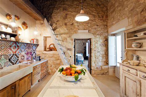 Interno di una masseria storica con elementi tradizionali