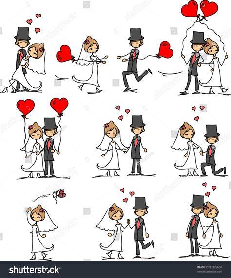 Striscione di matrimonio con disegni stilizzati di sposi