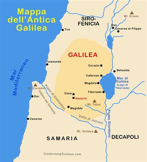 Mappa di Cana di Galilea nell'antichità