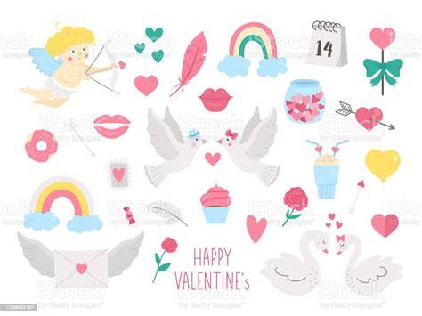Simboli di San Valentino: cuori, Cupido e lettere d'amore
