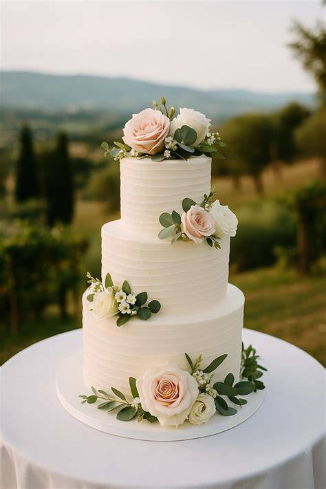 Varietà di torte nuziali con diversi stili e decorazioni