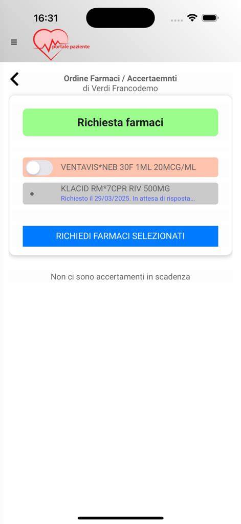 Schermata di un portale online per la richiesta di certificati
