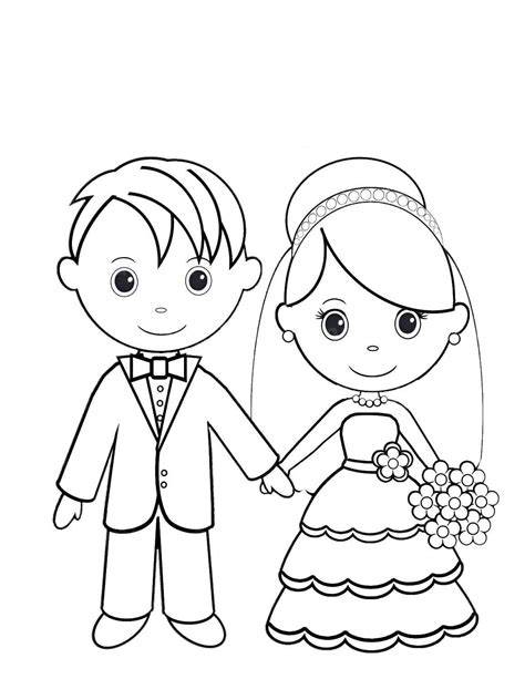 Collezione di vari disegni da colorare a tema matrimonio