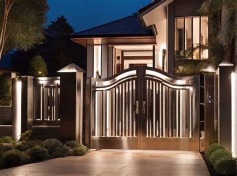 Esempio di cancello decorato con catenarie luminose