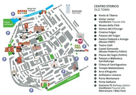 Mappa di Rimini con punti di interesse per l'addio al celibato
