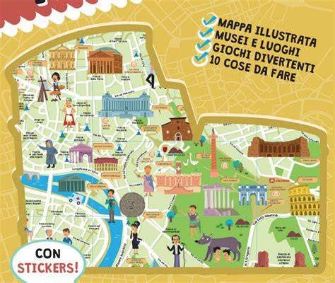 Mappa stilizzata di una città con punti di interesse per una caccia al tesoro