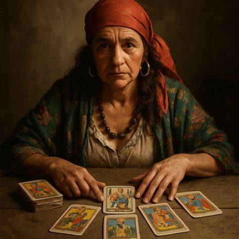 cartomante che legge le carte