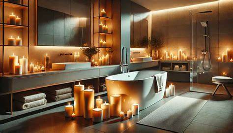 Illuminazione soffusa e candele profumate in una casa addobbata per un matrimonio