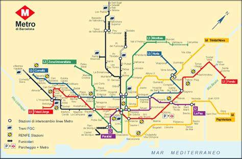 mappa delle fermate metro di Barcellona
