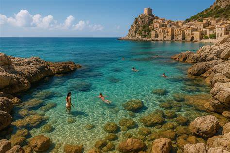 Panorama della Sicilia con un mare cristallino e architettura barocca