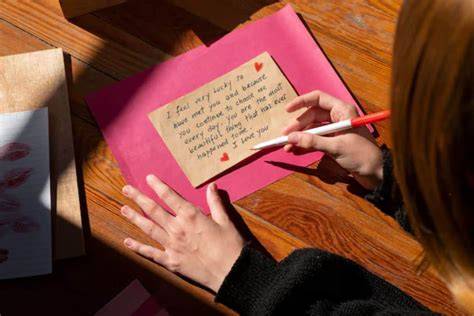 Persona che scrive una lettera d'amore