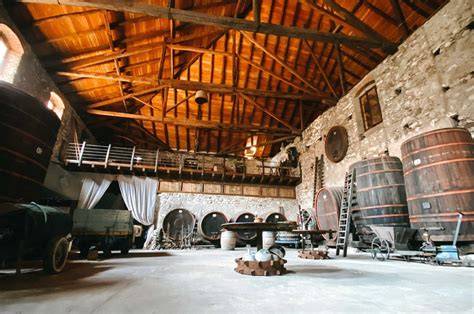 Interno dell'opificio della Cantina Martinelli con tetto spettacolare