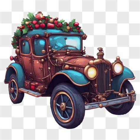 Coppia che sale su un'auto d'epoca decorata