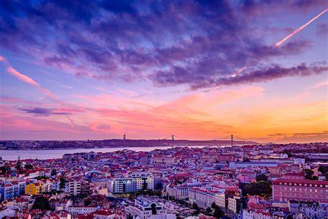 Panoramica di Lisbona al tramonto