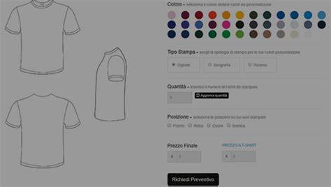 Esempio di configuratore online per magliette personalizzate
