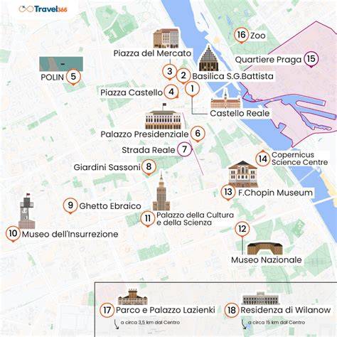 Mappa di Varsavia con i quartieri principali