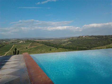 Piscina a sfioro con vista sulle colline del Chianti