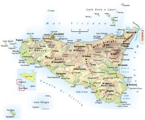 Mappa della Sicilia con evidenziate le location degli eventi di Natale Giunta