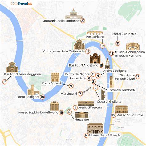 Mappa delle attrazioni di Verona