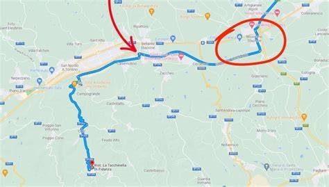 Mappa con indicazioni stradali per raggiungere Cascina Scova