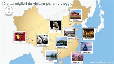 Mappa della Cina con le principali città turistiche