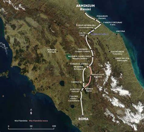 Mappa della Via Flaminia antica