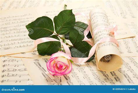 Rosa con note musicali