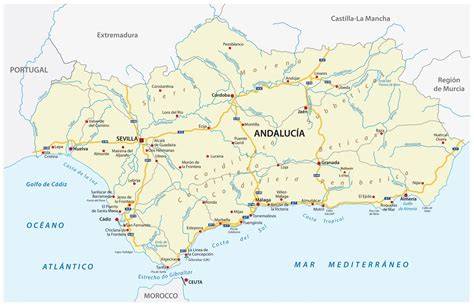 Mappa turistica dell'Andalusia e Portogallo