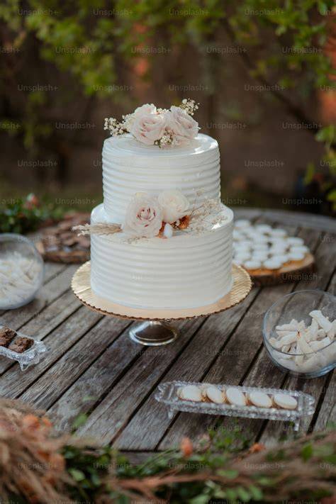 Dettaglio di pizzo su torta nuziale bianca