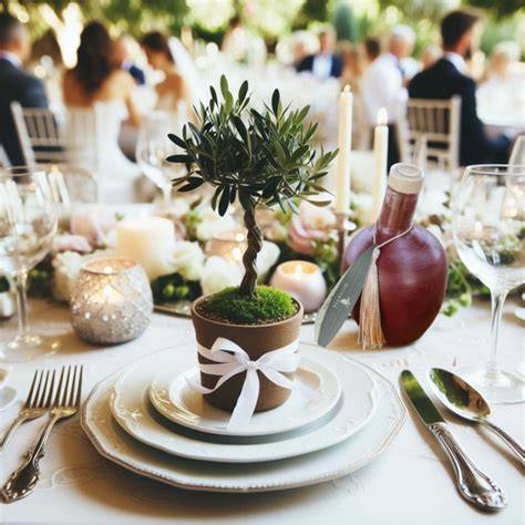 Allestimento matrimonio tema ulivo con rami d'ulivo