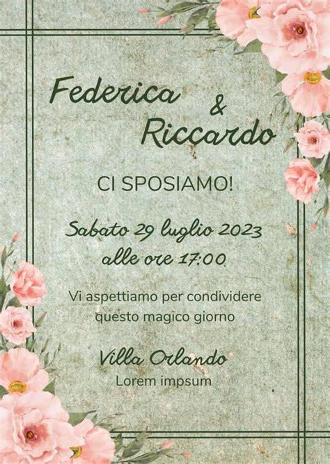 Esempio di invito matrimonio creato con Canva