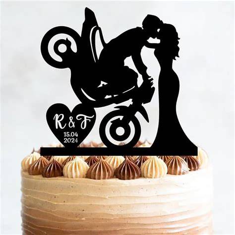 Topper per torta nuziale personalizzato con moto
