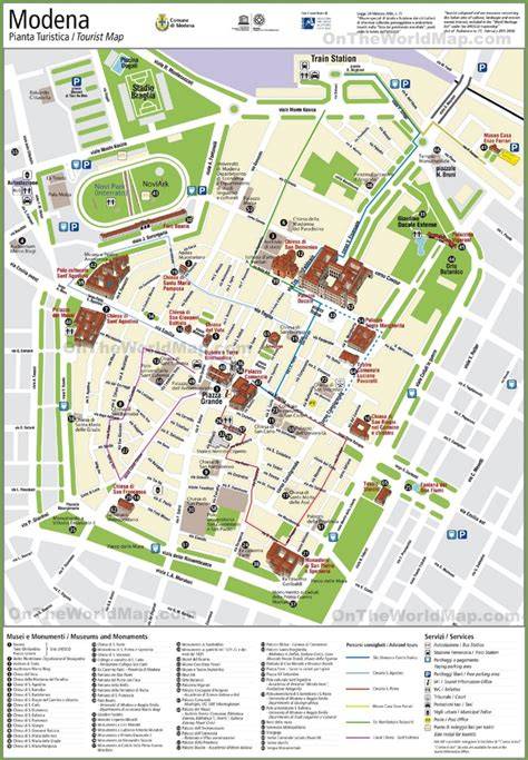 Mappa di Modena con evidenziate le zone di interesse per i videomaker
