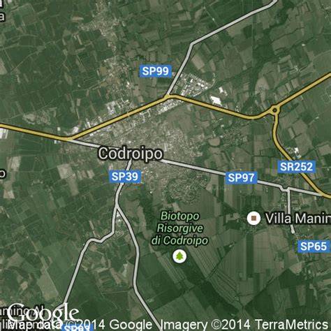 Mappa che mostra la posizione di Codroipo e dei negozi circostanti