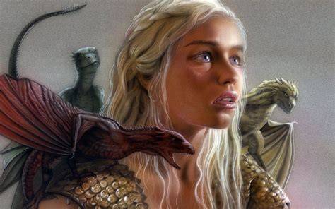 Daenerys Targaryen con i suoi draghi