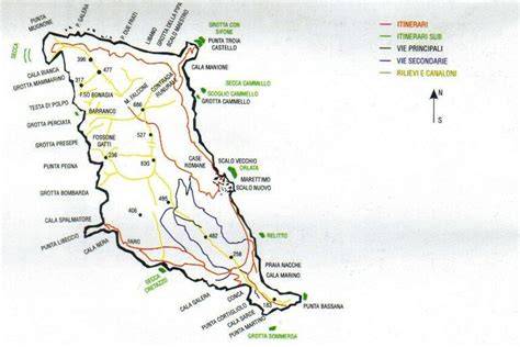 Mappa delle Egadi con evidenziate le calette