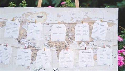 Tableau de mariage a tema viaggio con mappamondo
