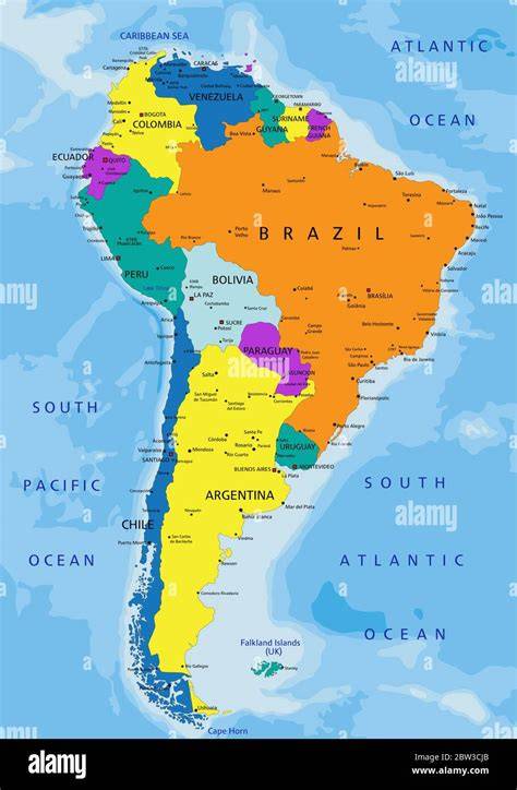 Mappa del Sud America con Brasile e Argentina evidenziati