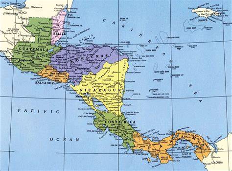 Mappa dell'America Centrale con i paesi turistici