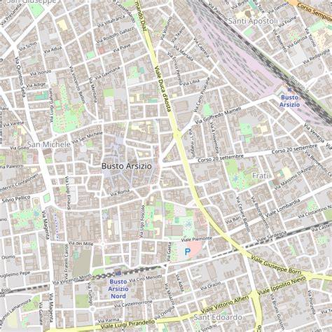 Mappa di Busto Arsizio con evidenziata la zona commerciale