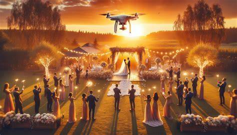 Drone che riprende un matrimonio