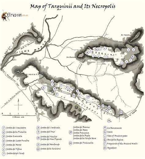 Mappa di Tarquinia e dintorni con evidenziate le location