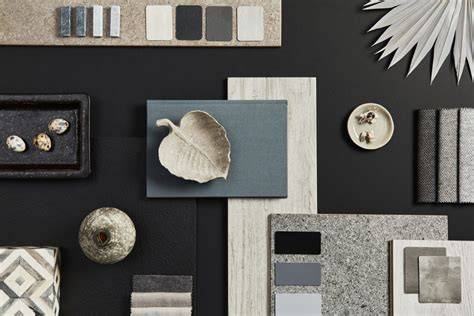 Moodboard di materiali e tessuti per l'arredamento