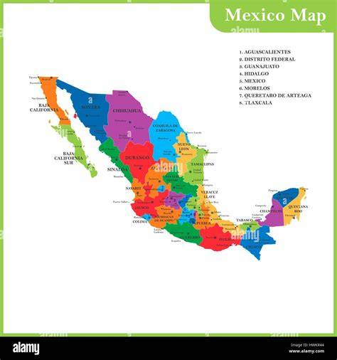 Mappa del Messico con evidenziate le regioni di Puebla e Zacatecas