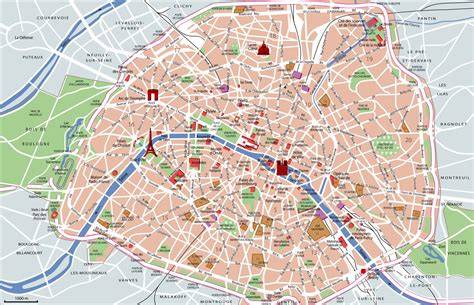 Mappa di Parigi con i principali monumenti