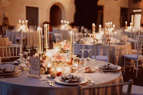 Decorazione tavoli banchetto nuziale italiano