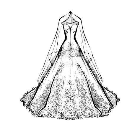Schizzo di un abito da sposa disegnato da un atelier