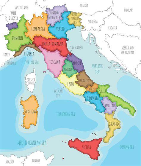 Mappa dell'Italia con evidenziate alcune regioni dove si trovano le location